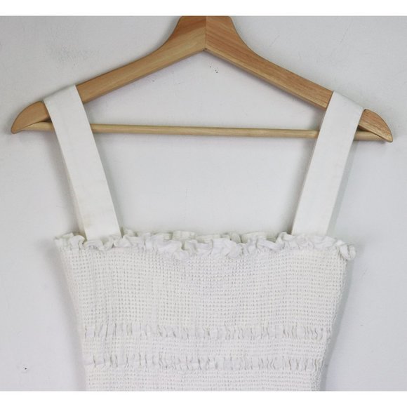 Capulet Viviane Mini Dress Smocked Sleeveless Square Neck White Linen XS X Small - Picture 5 of 8